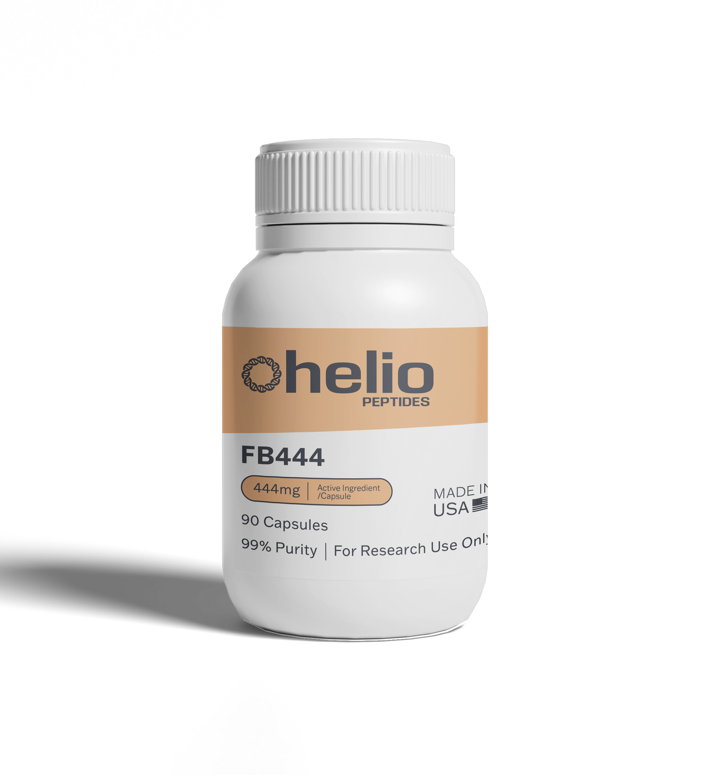 Helio Peptides FB444 fenbendazole 444 mg research reference bottle, 90 capsules